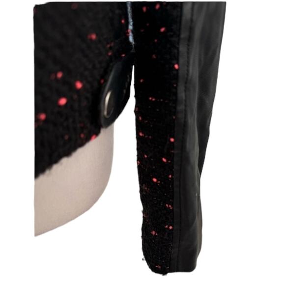 Express Faux Leather Jacket Cropped Tweed Motorcycle Edgy Urban Boho Biker Small - Picture 15 of 16